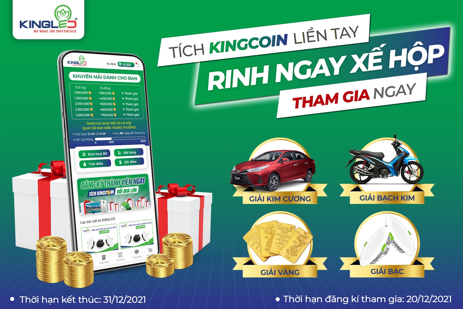 CƠ HỘI NHÂN ĐÔI QUÀ TẶNG "KINGCOIN & GIẢI THƯỞNG" KHI THAM GIA CTKM THÁNG 12